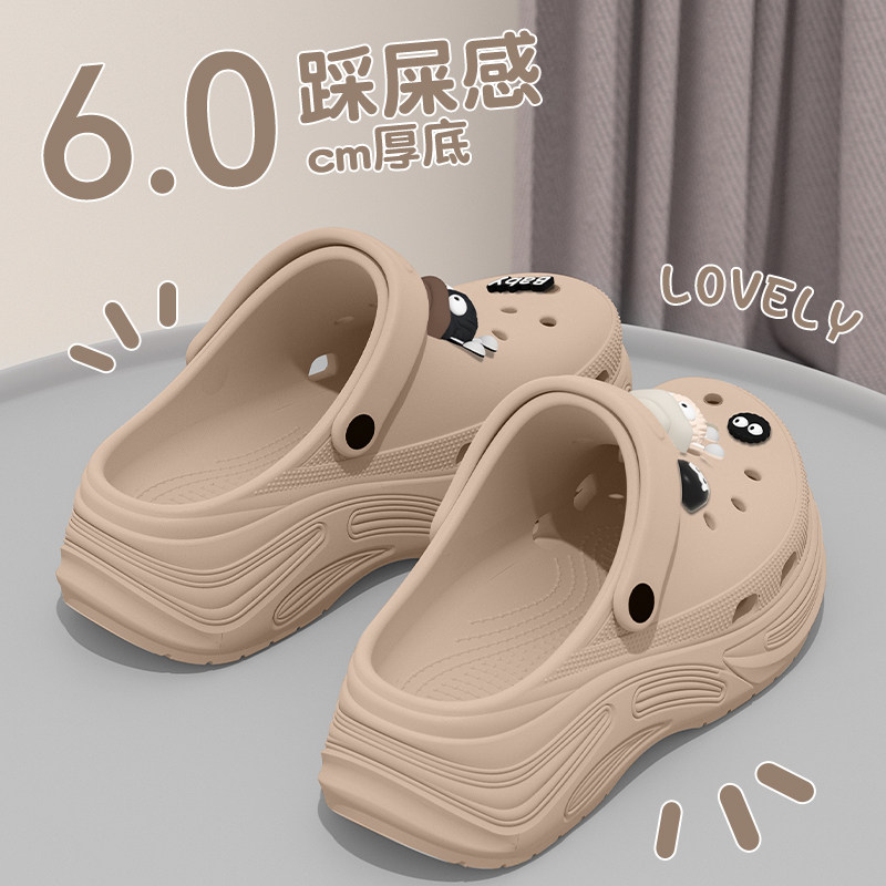 网红洞洞鞋女款2025新款夏季外穿超火防滑海边沙滩防臭包头拖鞋女