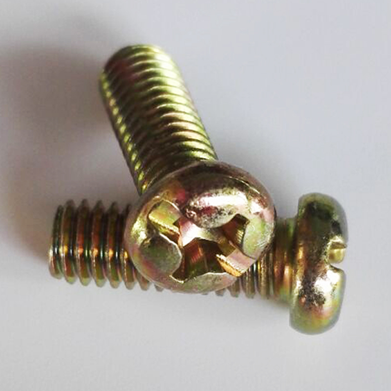 镀彩锌一十字两用螺丝圆头螺钉 十字圆头机螺钉盘头螺丝 M6