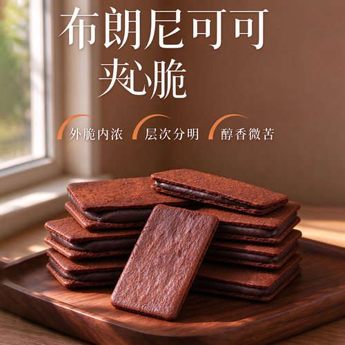 山姆同款可可夹心黑巧克力饼干巨好吃休闲女生爱吃的高端解馋零食