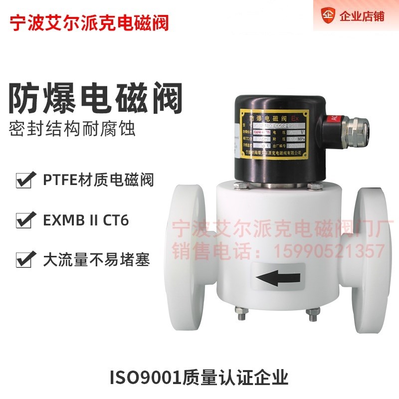 艾尔派克防爆聚四氟防腐电磁阀化工电磁阀法兰防爆电磁阀PTFE专用