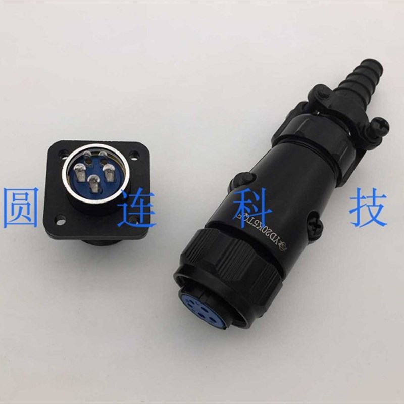 航空插头插座 YD20-5芯 YD20K5TQF/J5Z黑色3粗2细 伺服电机连接器