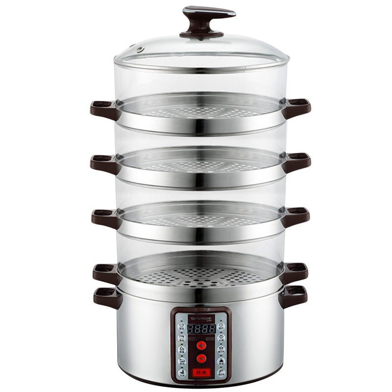 山姆斯32cm大容量多功能多层透明家商用电蒸锅蒸笼W定时保温防干