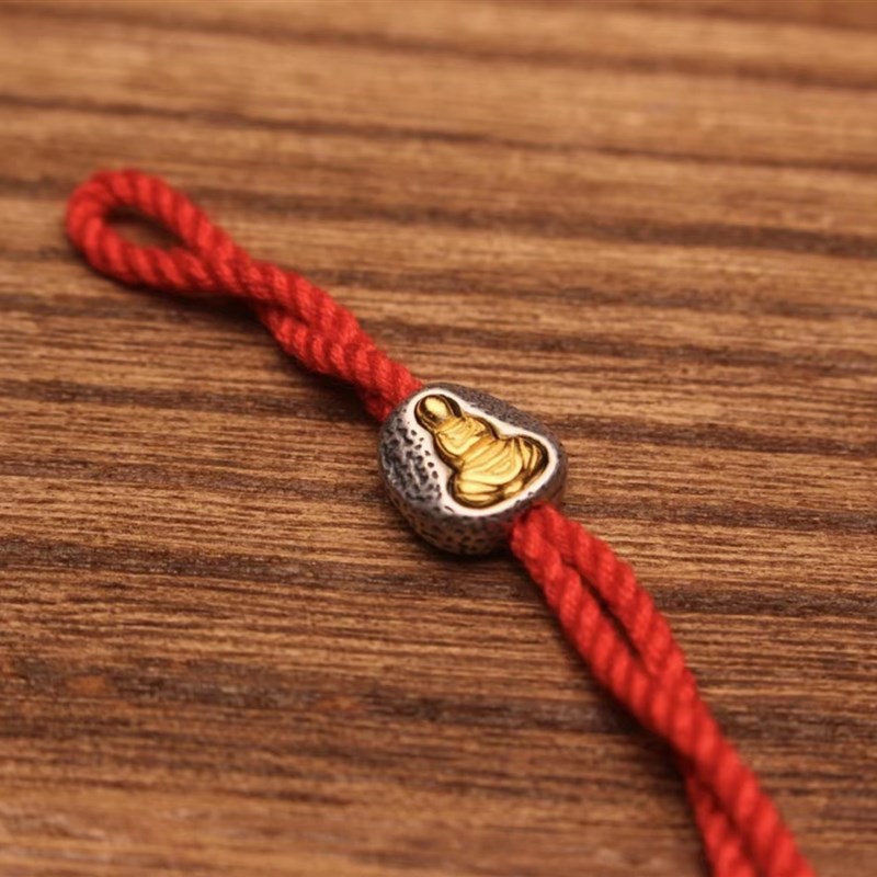 925银银制g品 无相佛背云线束搭配百香籽星月金刚文玩配饰手工复