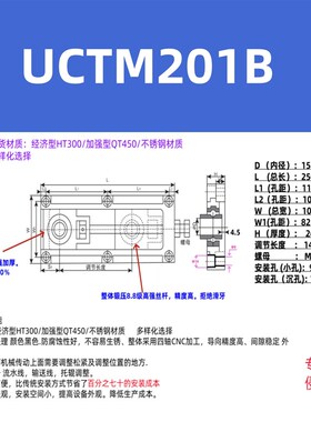 流水线可调节涨紧滑动轴承座UCTM204A 205 206 207 208 210ABUCTM