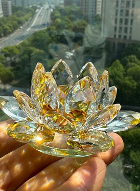 供水杯透明供奉佛k前莲花摆件圣水杯家用净水杯贡杯佛水晶玻璃供