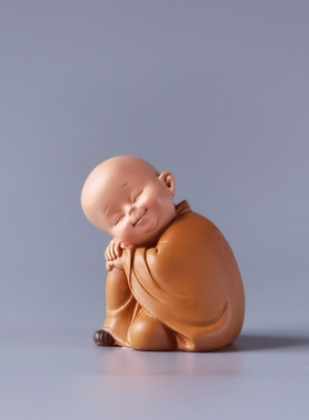 佛系禅意小和尚摆件迷你慧能古风茶几办公K桌装饰品一禅趣日式沙