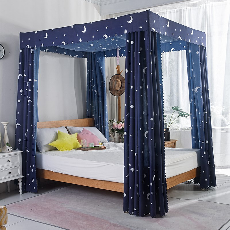 遮光帘家用双人床床幔隔断v帘遮光布卧室单人床防尘挡风布帘全包