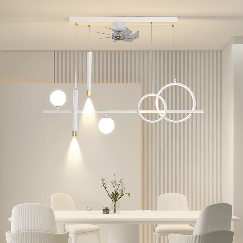 风扇灯节能直流变频现代简约个性创意LED家用餐T厅灯吊扇一体灯具