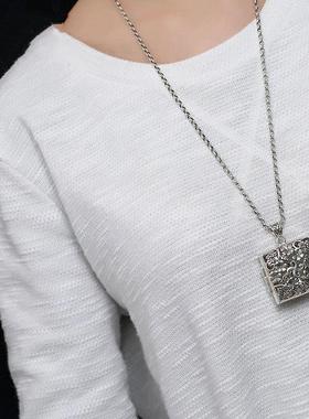 香囊大款项坠S925银镂空梅花B方形可打开嘎乌盒男女复古方盒吊坠