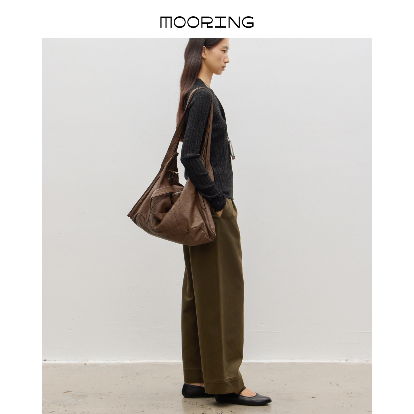 MOORING泊 休闲阔腿通勤直筒裤