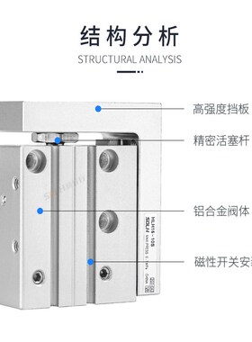精密HLH导轨滑台气缸侧轨型HLH6/10/16/20X5X10X15X20UX25X30X40