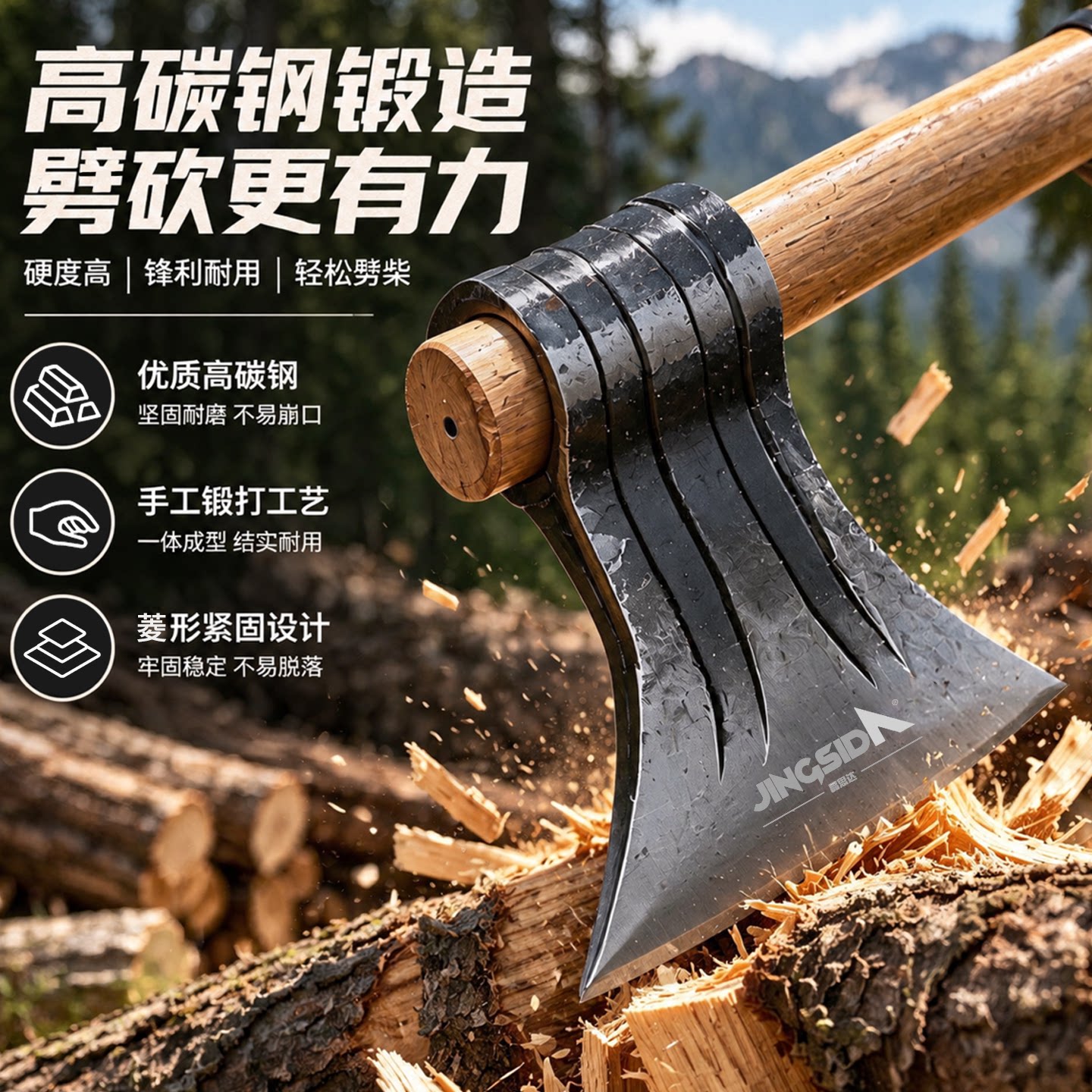 劈柴神器斧头高锰钢锻打专用户外砍骨木工斧木匠专用砍柴斧头斧头