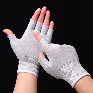 防静电露二指手套夏季 分拣薄碳纤维 防护男女工厂工作精密组装