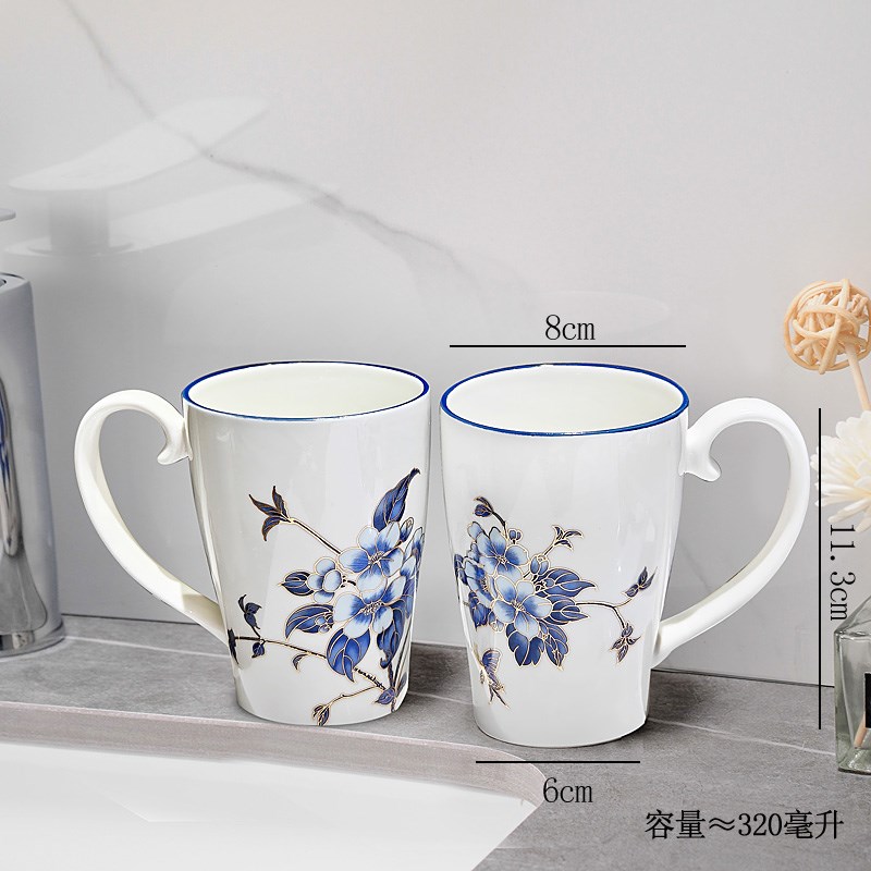 美式田园陶瓷漱口杯 民宿卫生间高档刷牙杯牙具高颜值喝水杯茶杯