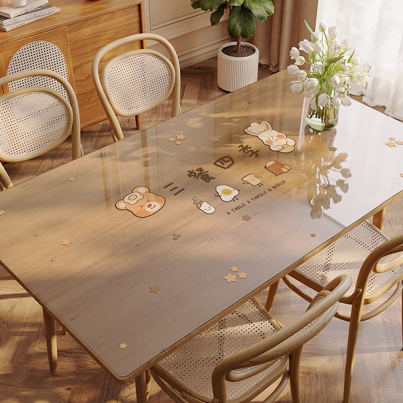 透明软玻璃桌垫防水防p油免洗桌布防烫耐高温桌面保护垫卡通茶几