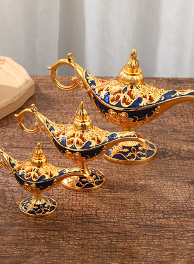 阿拉丁神灯水杯许愿灯水壶轻奢金色花纹茶壶宫廷晚宴装饰摆件杯子