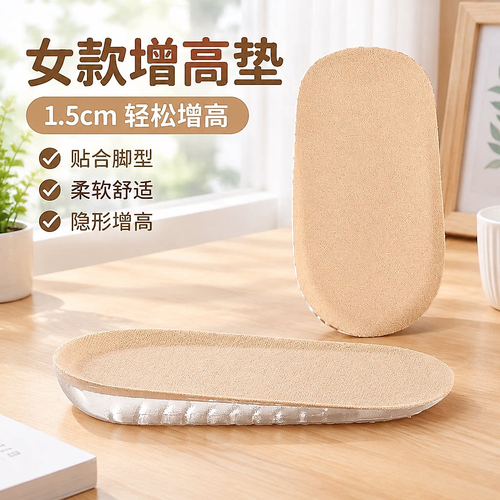 硅胶隐形内增高软弹减震鞋垫