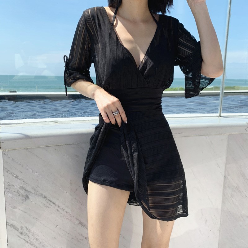游泳衣女款泡泳衣女士p2024年新款显瘦遮肚连体大码游泳装带胸垫