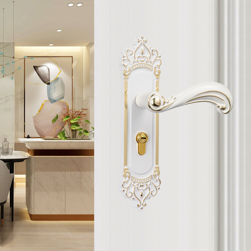 免改孔可调节门锁室内卧室u房间通用型静音实木门欧美复古铜色锁