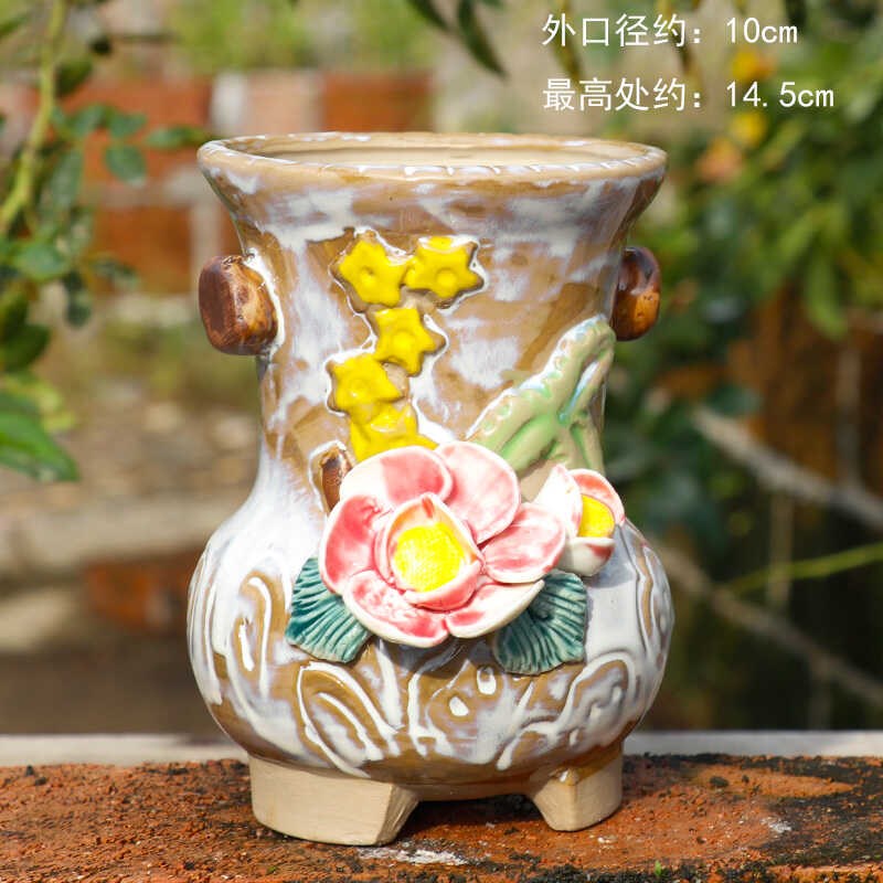 手工手捏花盆陶瓷多肉花盆老桩盆拼L盘群生盆肉肉盆精美