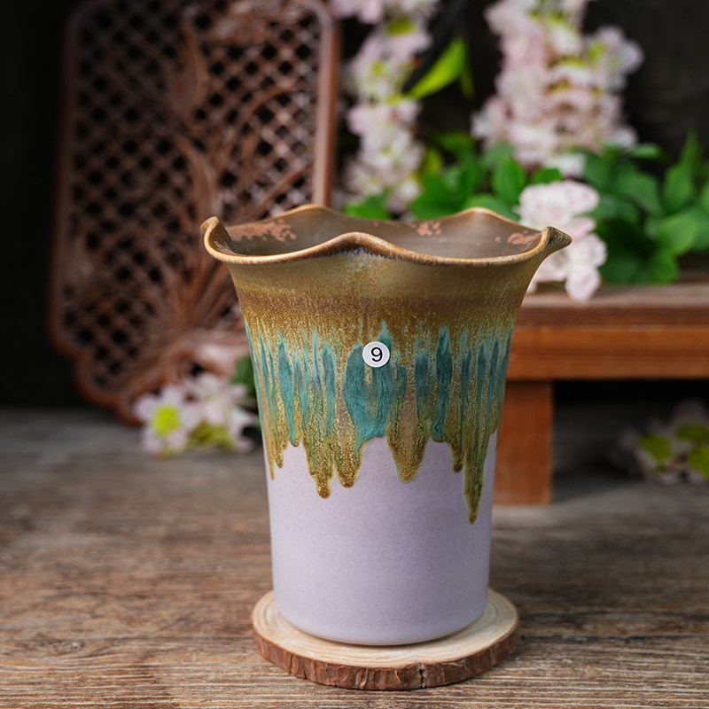 【素瓷上新】陶瓷花盆高桩盆老桩万象I多肉绿植复古细闪国风百搭