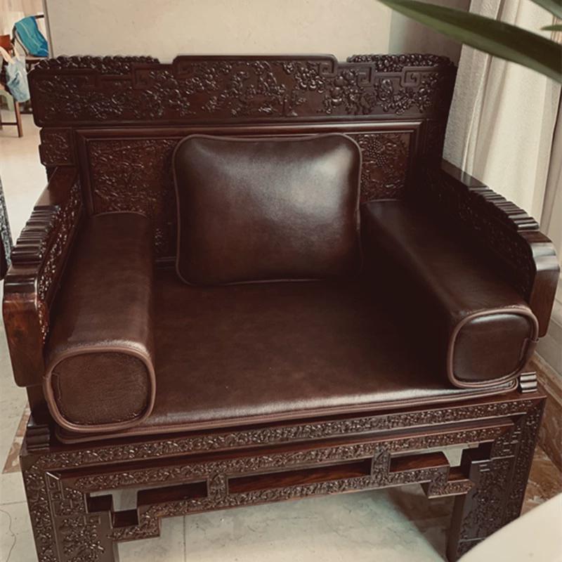 中式红木沙发坐垫圈o椅贵妃椅垫子真皮防滑加厚海绵垫定制四季通