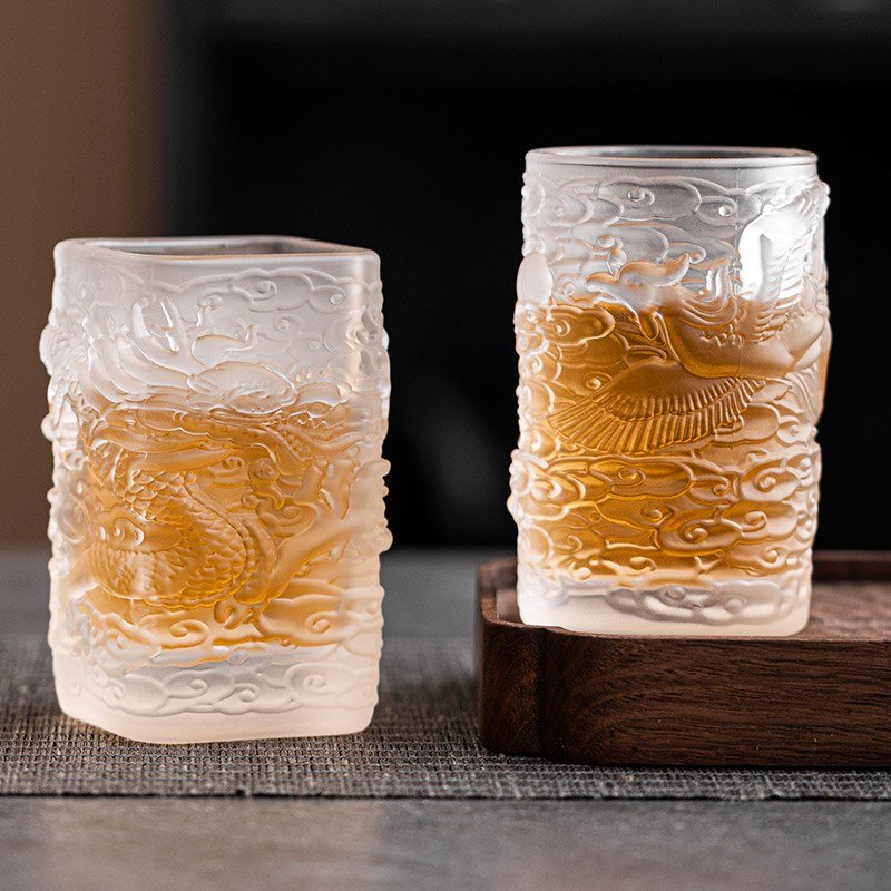 龙凤呈祥琉璃茶杯玻璃主人杯情侣男女喝水小杯子高端功夫茶具茶盏