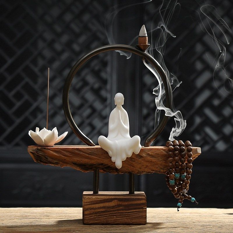 中式创意白瓷佛像摆件装饰风化木陶瓷倒流香炉薰香炉禅意空间软装,畜牧/养殖物资,畜牧/养殖器械,淘宝优惠券,粉丝福利购,淘宝优惠卷