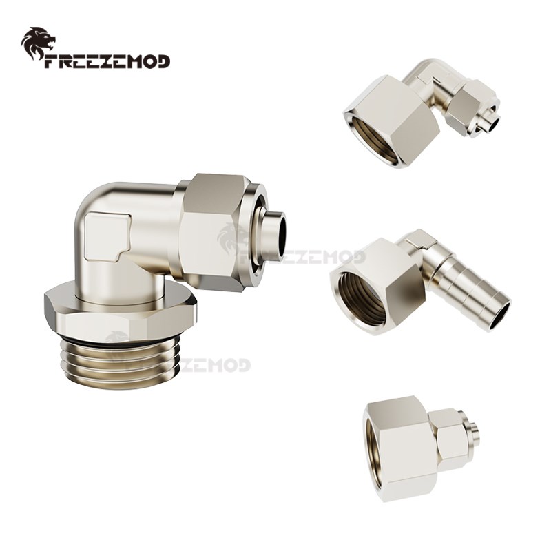 FREEZEMOD散热器水箱旋转软管接头G1/2内外牙六角扳手位黄铜镀镍