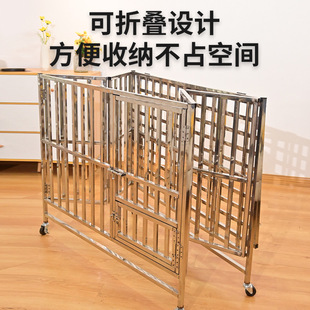 加粗不锈钢狗笼子小中型大型犬金毛拉布拉多折叠带厕所分离宠物笼