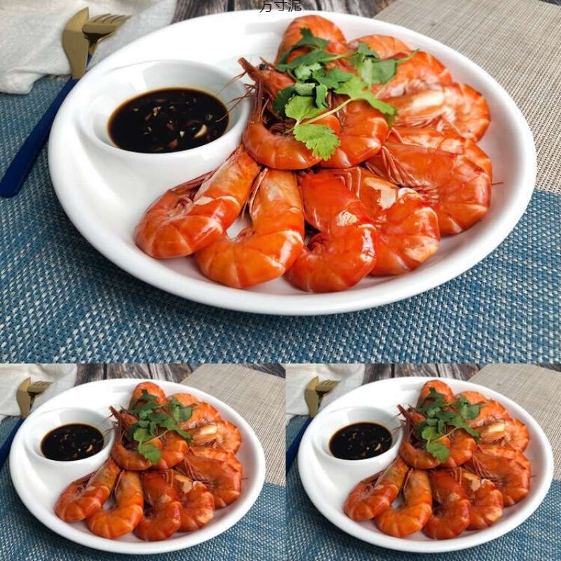 饺子盘水饺子盘子家用陶瓷带醋碟饺盘子母菜盘寿司薯条虾盘子