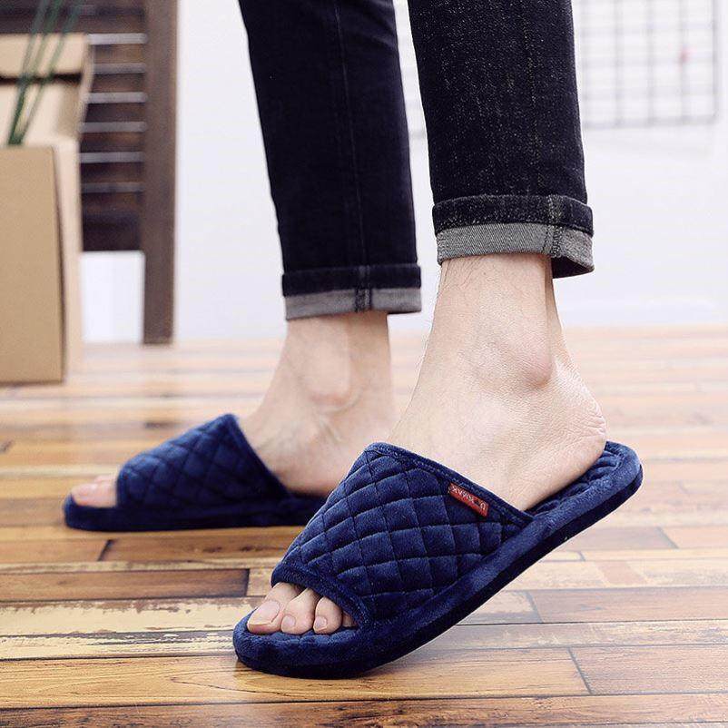 漏脚趾头棉拖鞋毛毛鞋老年人女士小香风软底鞋冬天在家穿的鞋静音