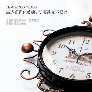 2024新款美式挂钟时尚法式中古时钟挂墙欧式客厅挂表家用复古钟表