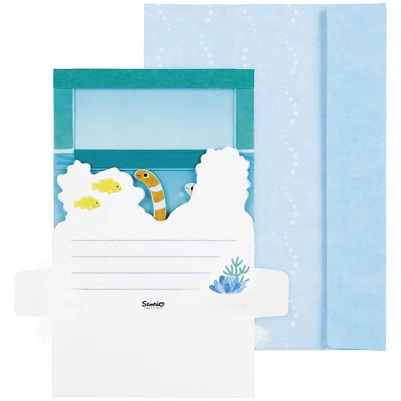 日式夏日卡通圆鳗立体贺卡可爱趣味生日感谢毕业季万用礼物手写卡