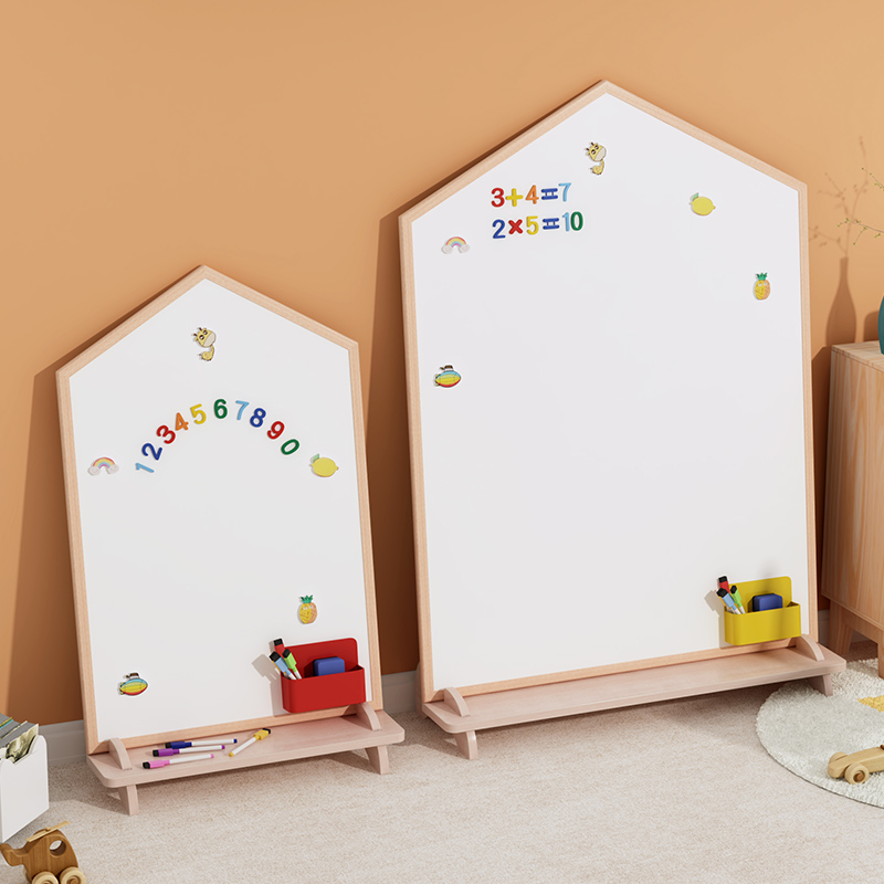 儿童磁性画板涂鸦板写字板家用宝宝实木小黑板支架式壁挂双面落地