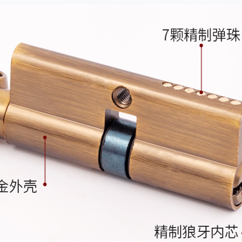 2022新款新中式门锁黄古铜卧室实木房间超静音门把手中国风锁具