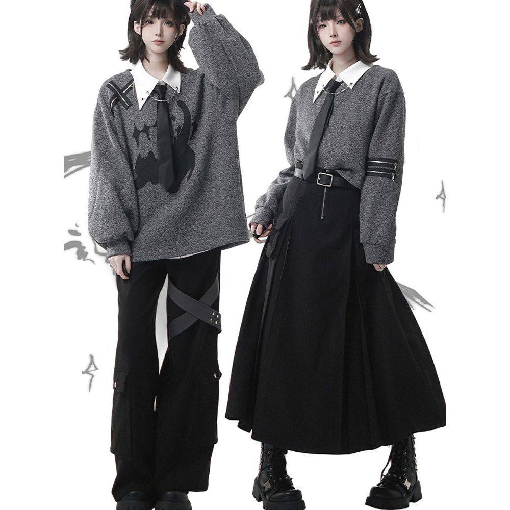 【少年日志】灰色冬日学院风设计感卫衣+半身裙/长裤+内搭套装女,女装/女士精品,时尚套装,淘宝优惠券,粉丝福利购,淘宝优惠卷