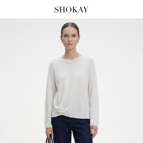 SHOKAY绣嘉女士圆领轻薄长袖套衫