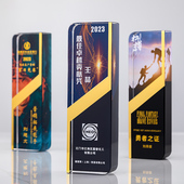 水晶奖杯定制创意炫彩高档大气金属优秀员工颁奖年会荣誉纪念品