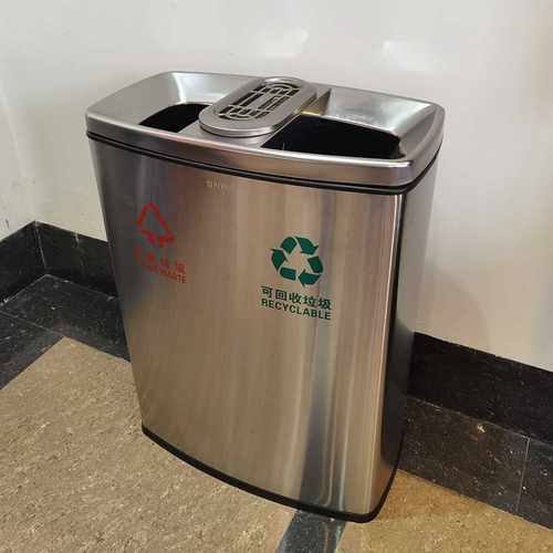 GNF室内小区分类果皮桶带烟灰缸商场不锈钢防指纹无盖烟灰垃圾桶