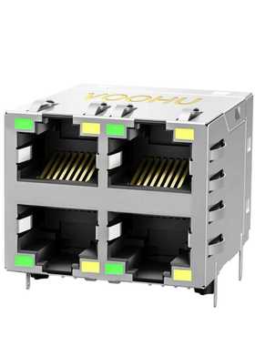 SYT22Q146DB2A2DB057四口千兆rj45模块带灯 2x2双层母座 SYT22Q14
