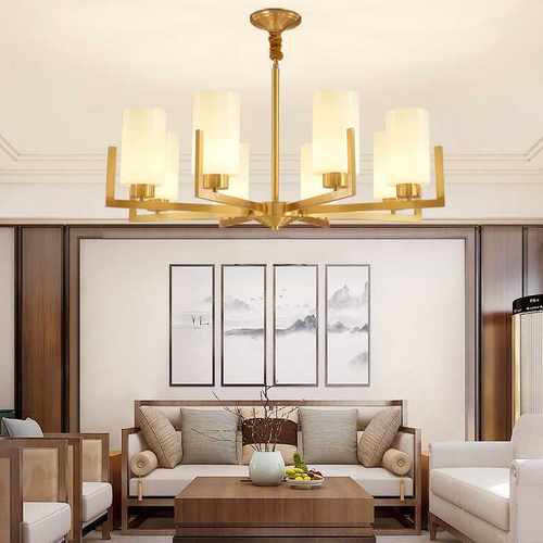 现代中国风全铜灯具家用卧室大气书房餐厅灯简约客厅新中式吊灯