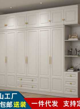 衣柜卧室白色出租房平开四六门柜子组合橱柜拼装梳妆台衣櫃衣橱