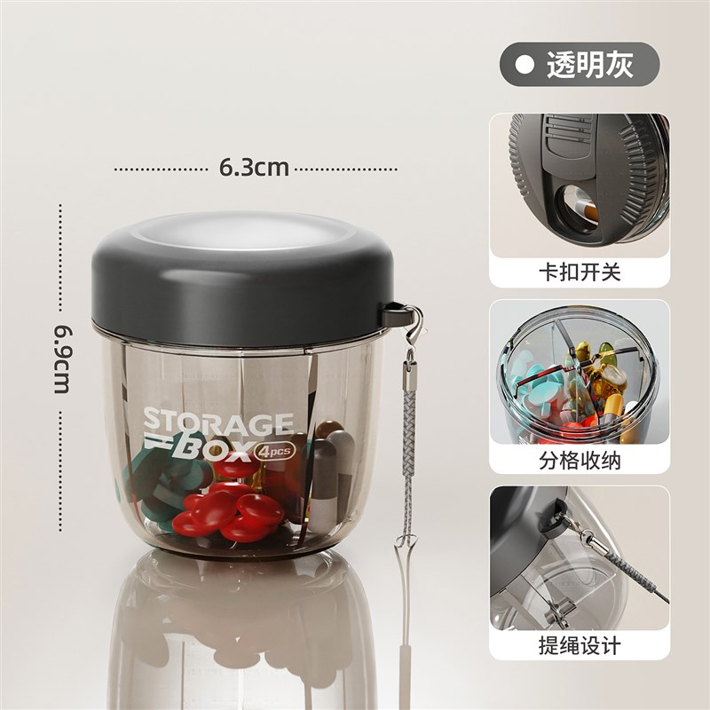 药盒可携式一周七天药品分u装盒一日三餐分药盒圆形分格随身小药