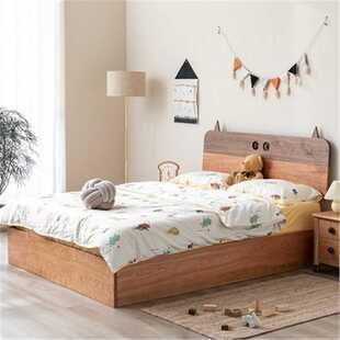 北欧全实木箱体樱桃木儿童男孩女孩现代简约型日式 原木房间储物床