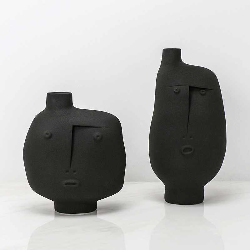 现代简约娃娃脸陶瓷花瓶家居样板间售楼处软装干花器玄关饰品摆件,3C数码配件,摄像机配件,淘宝优惠券,粉丝福利购,淘宝优惠卷