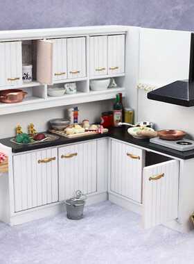 1:12娃娃屋dollhouse迷你厨房场景白色厨房2件套