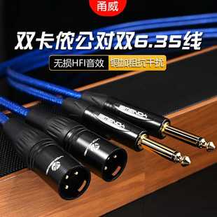 甬威 6.5转卡侬公音频线双6.35大二芯转双卡公二对二调音台平衡线