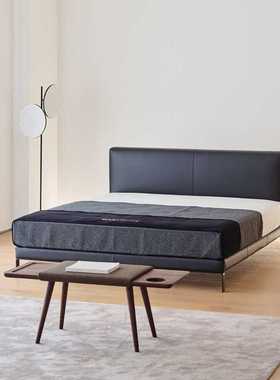 coconordic|Vem现代简约1.8齐边小户型黑色真皮床北欧日式双人床