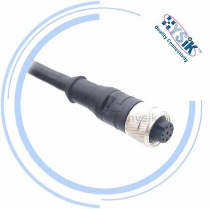 M12防水连接器 4芯 A-CODE 母直头成型带线航空插头